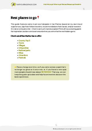example page 3 from our offline Travel Guide for San Marino